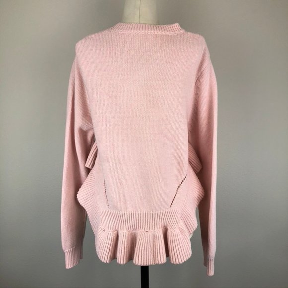 Soft Pink Cotton Ruffle Peplum Sweater - Picture 2 of 8